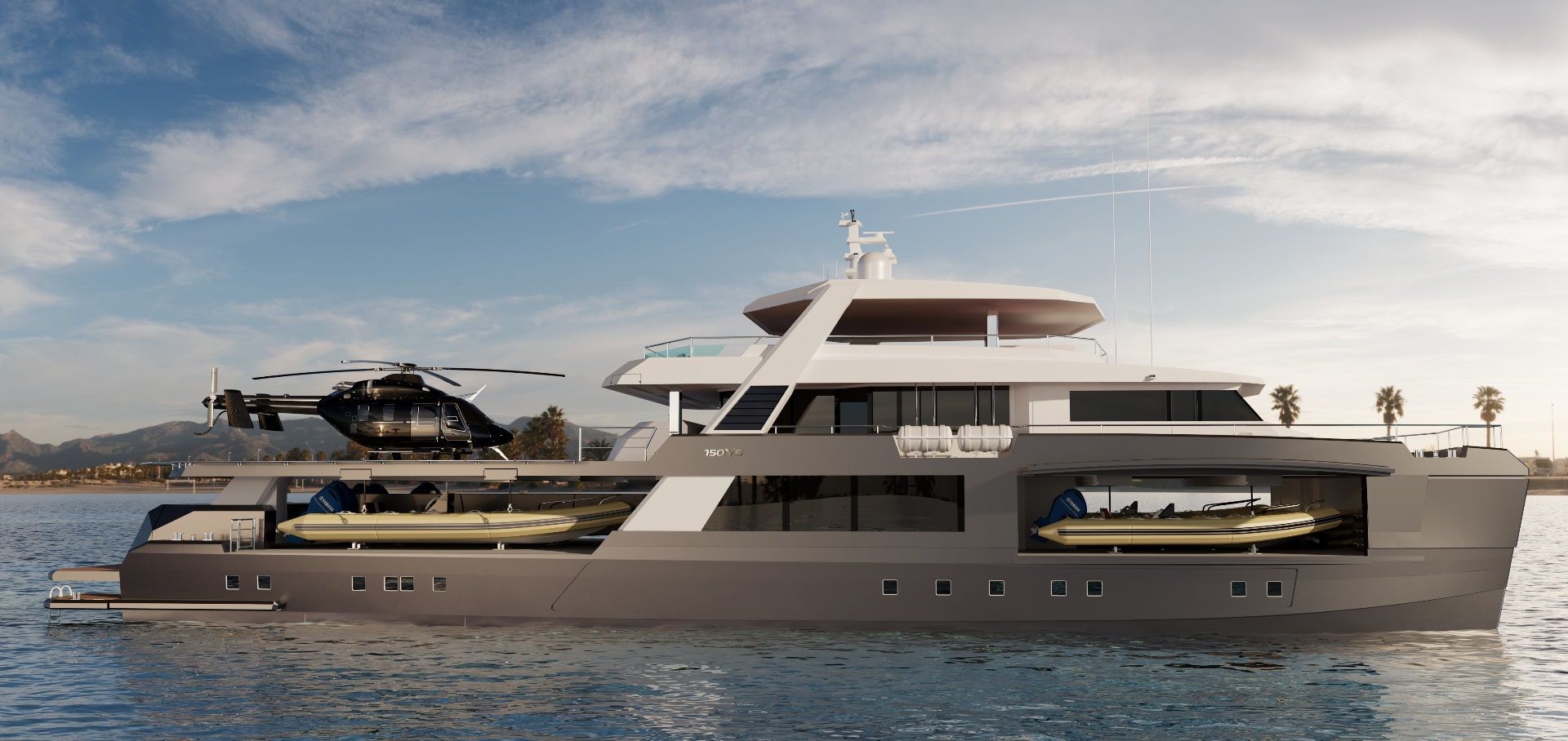 YS150 — aluminium catamaran yacht support vessel